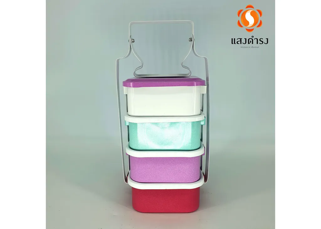 11/4 ปิ่นโตทรงสี่เหลี่ยมเคลือบแฟนซี (ลังละ 10 เถา)