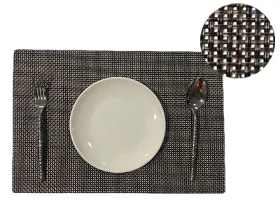 PM220264-1 เสื่อรองจาน2x2ลายผ้าน้ำตาลเข้ม เส้นคู่ (30*45ซม.)