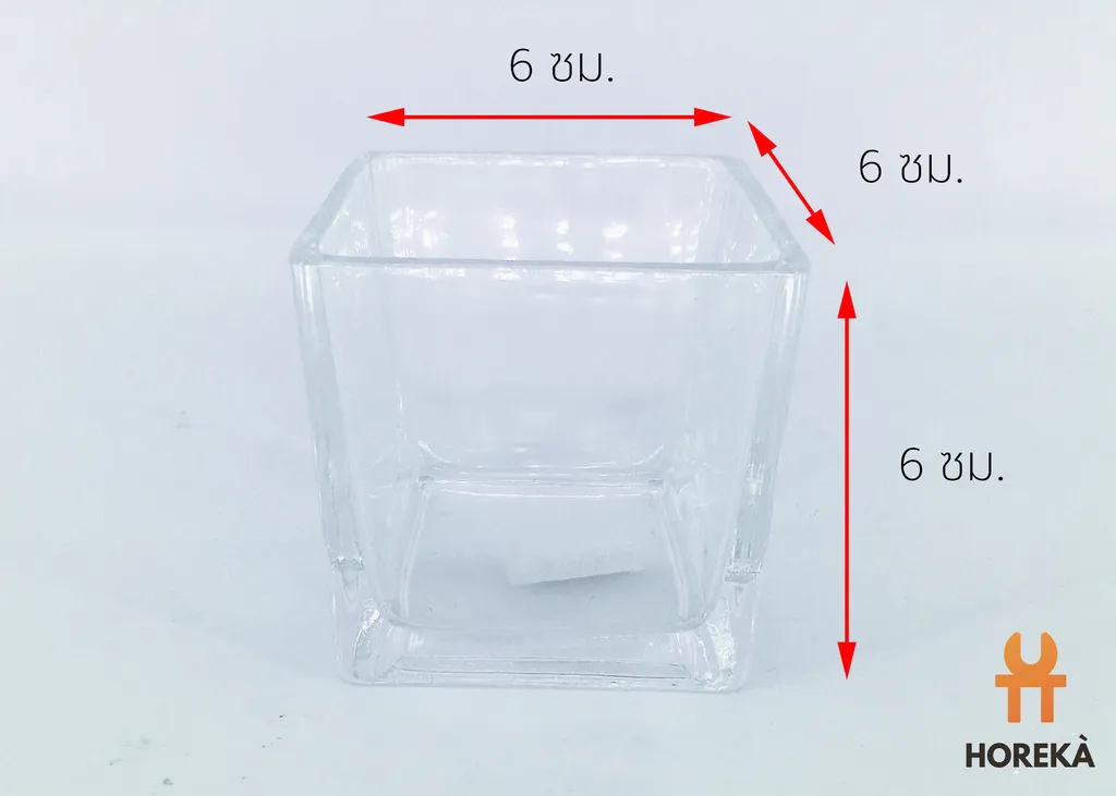แจกันแก้วเหลี่ยม 6*6*6 ซม. (1*96)