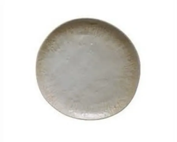 L560510 จานบัวเบี่ยว 10 นิ้ว สีขาวขอบลายส้ม