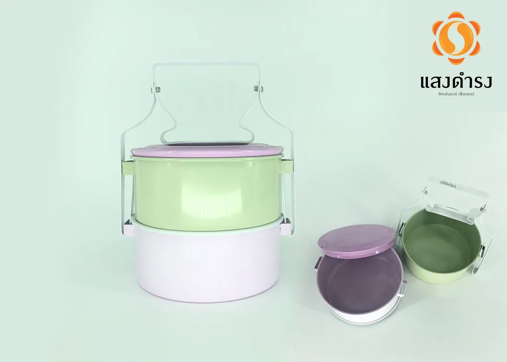 14/2 ปิ่นโตเคลือบแฟนซีมีจานรอง (ลังละ 10 เถา)