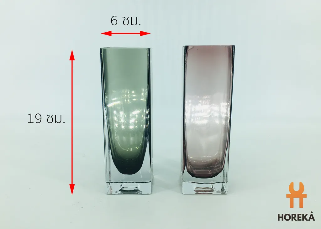 แจกันแก้วเหลี่ยมคละสี 6*19 ซม. #60190FG (1*36)