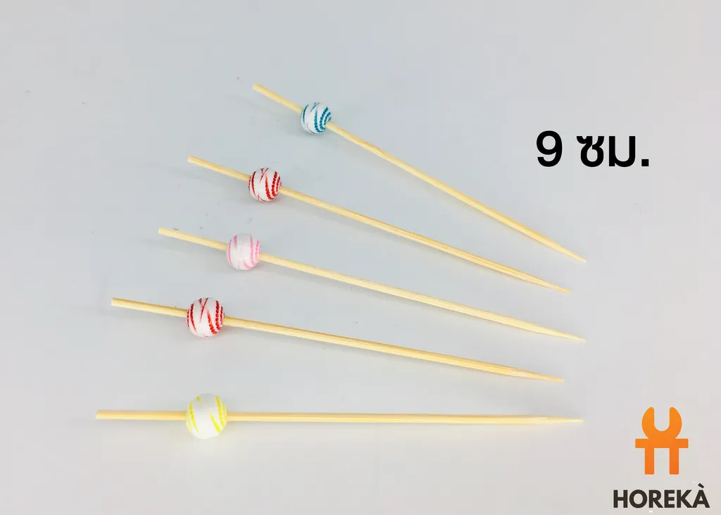 ไม้จิ้ม 9 ซม. - รูปกลมลาย (A15-85) (1*50)