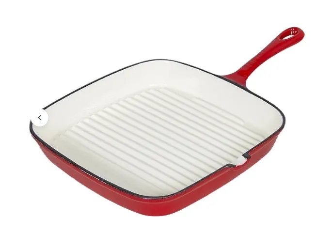 ZB-SD011 กระทะเหลี่ยมเคลือบ สีแดง (25*4cm)