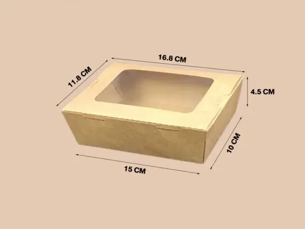 PWC-700K กล่องกระดาษคราฟท์ฝาพับหน้าต่าง 700ml. (1*25*8)