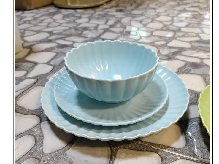 ชามหยัก 6 สีฟ้า