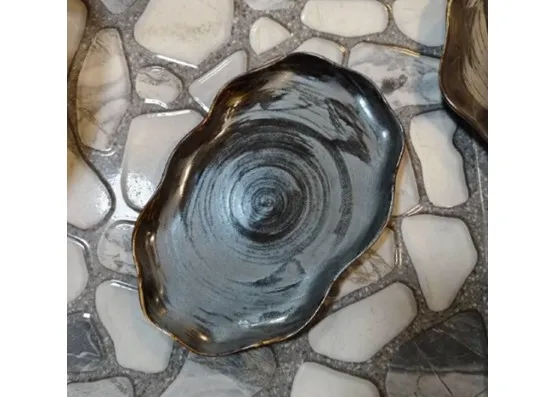 (S) จานเปล 6*9 นิ้ว ญี่ปุ่น น้ำตาล #S6902