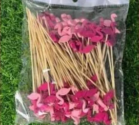 ไม้จิ้มแฟนซี 12 ซม. แบบ B - นกฟลามิงโก้ (1*100)