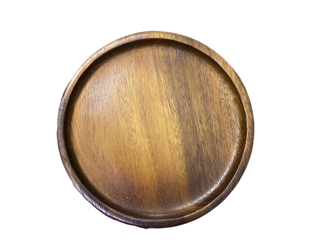 จานไม้กลม 6 สีน้ำตาล