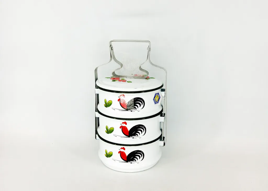 14/3 ปิ่นโตเคลือบ ลายไก่ ตรากระต่าย