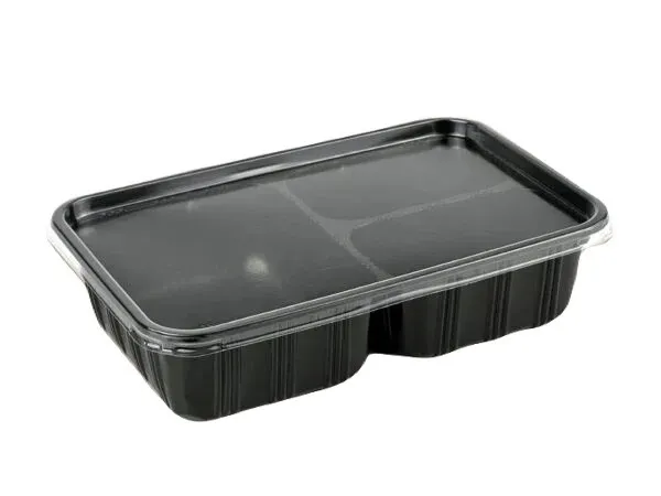 TB 900-3 กล่องเบนโตะ 3 ช่อง ดำ + ฝาใส OPS 1100ml.(1*25*12)