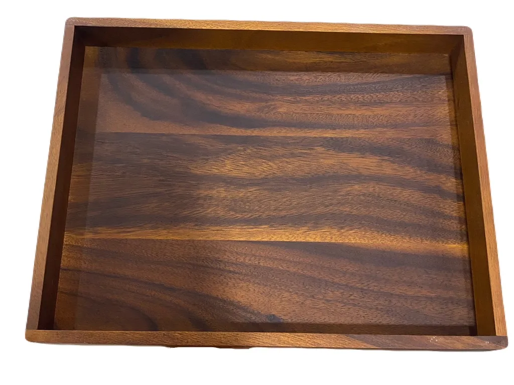 10x14 ถาดเสริฟไม้ขอบตั้ง สีน้ำตาล