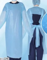 (B) ชุดกาวน์ใช้แล้วทิ้ง #สีฟ้าCPEแพ็ค 10 ชิ้น (01-CPE-10)