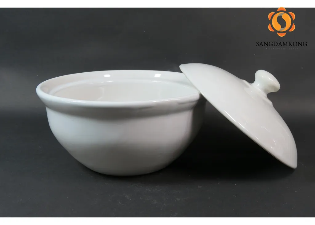 ชามซุป+ฝา6"ขาว