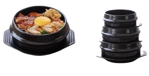 #BZG-M หม้อหินเกาหลี+จานรอง (15.5*15.5*8cm.)