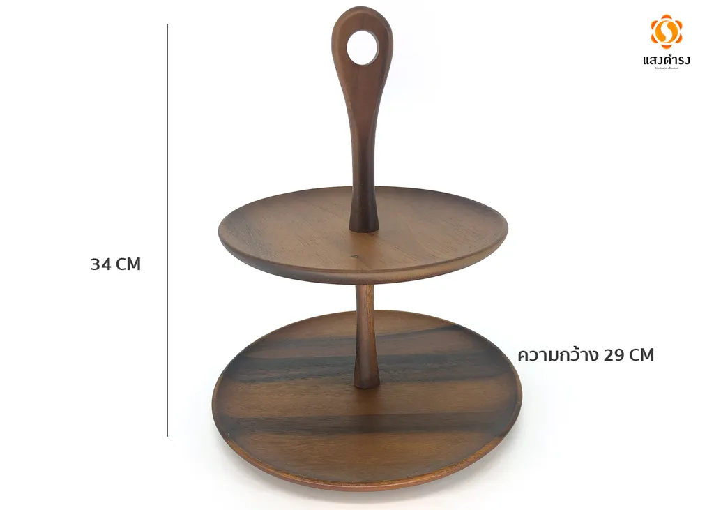 ชั้นโชว์อาหารไม้ 2 ชั้นสีน้ำตาล