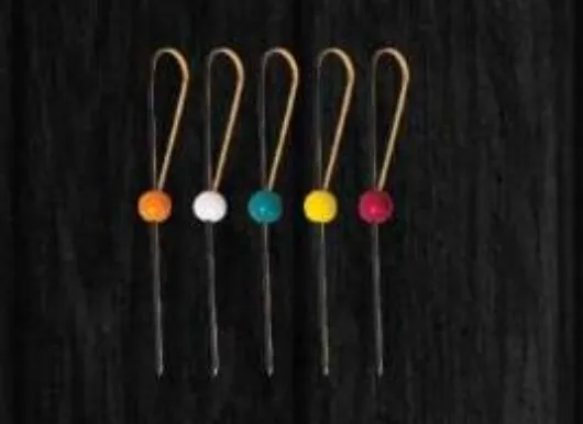 ไม้จิ้มไม้ไผ่ ไข่มุก 12ซม. - คละสี (1*100)