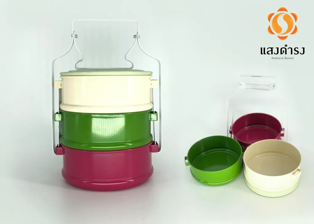 14/3 ปิ่นโตเคลือบแฟนซีทรงตรง (ลังละ 10 เถา)