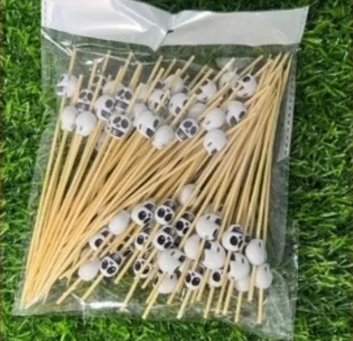 ไม้จิ้มแฟนซี 12ซม. แบบ B - หัวกระโหลกสีขาว (1*100)