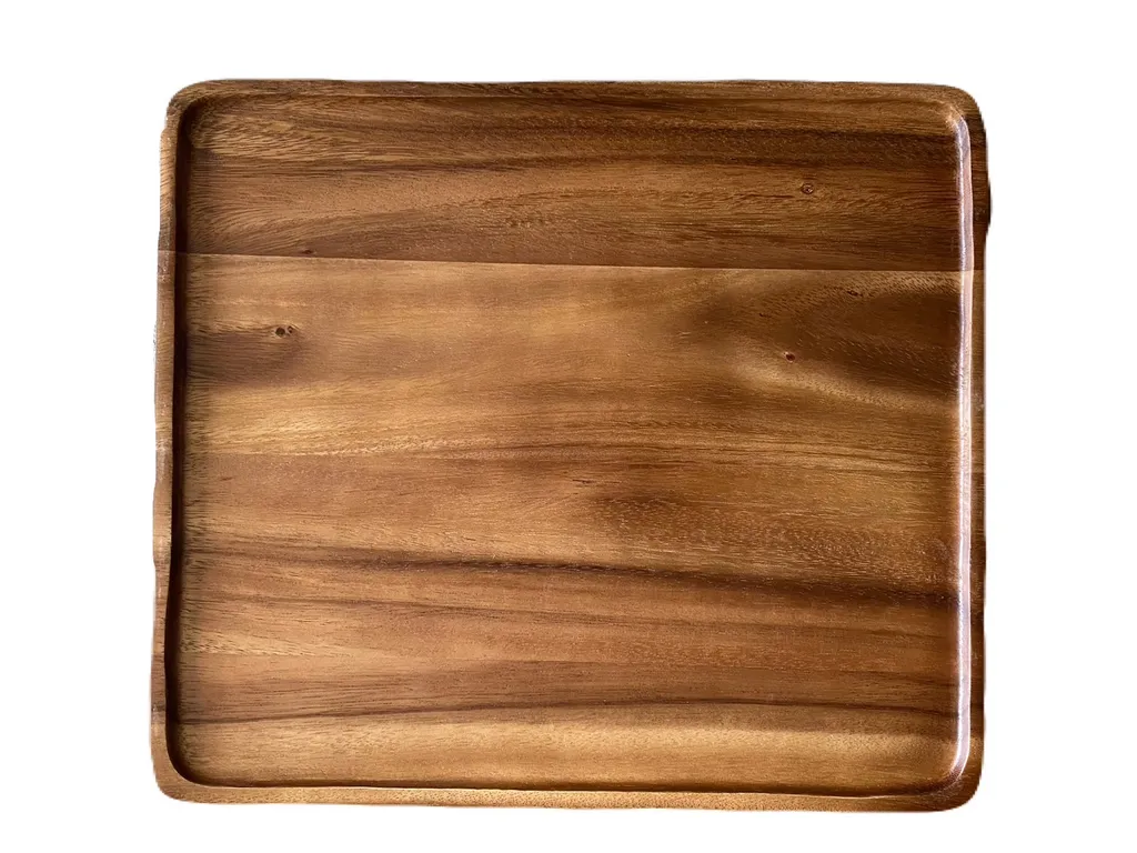 14x16 ถาดไม้เหลี่ยม สีน้ำตาล