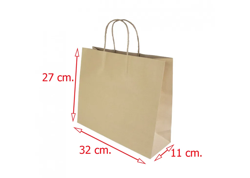 ถุงกระดาษหูหิ้วสีน้ำตาล เบอร์4 32*11*27 ซม.(1*20*20)