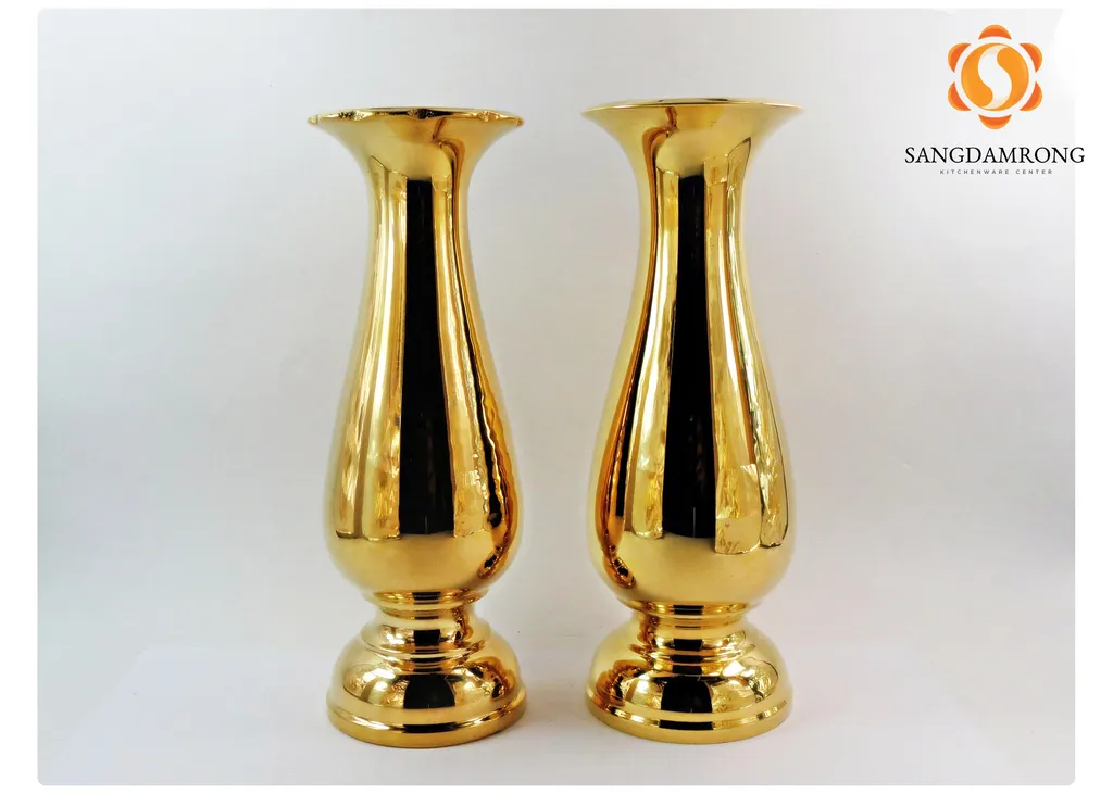 แจกันทองเหลืองอ้วน 8"(คู่)