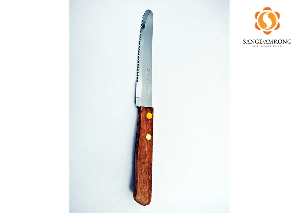KCT214 มีดสเต็กด้ามไม้ปลายมน4.5"