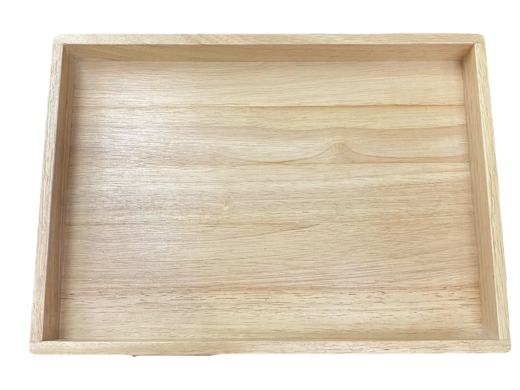 10x14 ถาดเสริฟไม้ขอบตั้ง สีขาว