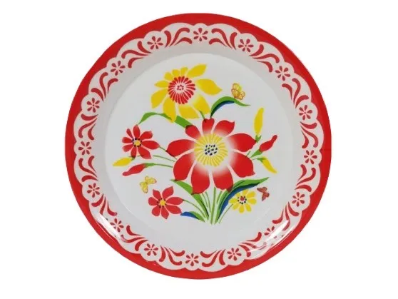 ถาดกลมเมลามีน ลายดอก 35 ซม. (S3618)