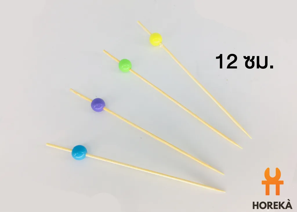 ไม้จิ้ม 12 ซม. - รูปกลมสี #BP7712 (50อัน/แพ็ค) (1*50*200)