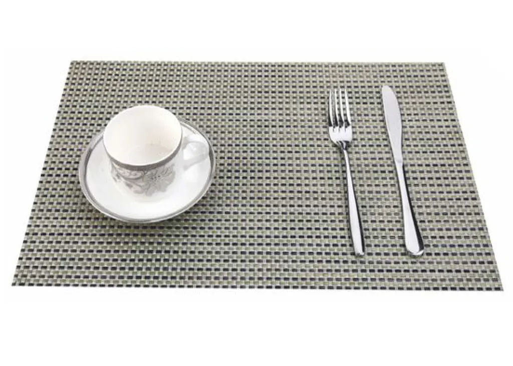 PM440162 เสื่อรองจาน 4x4 เขียวเงินน้ำตาล