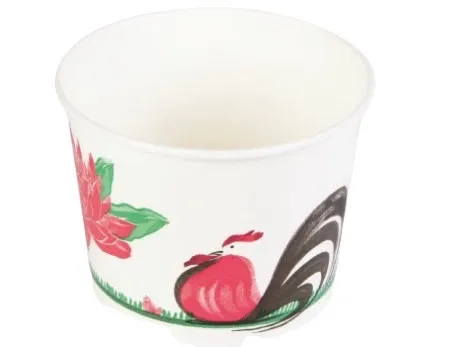 (D) #PL005 ถ้วยกระดาษ 520cc ลายไก่ (1*50*10)