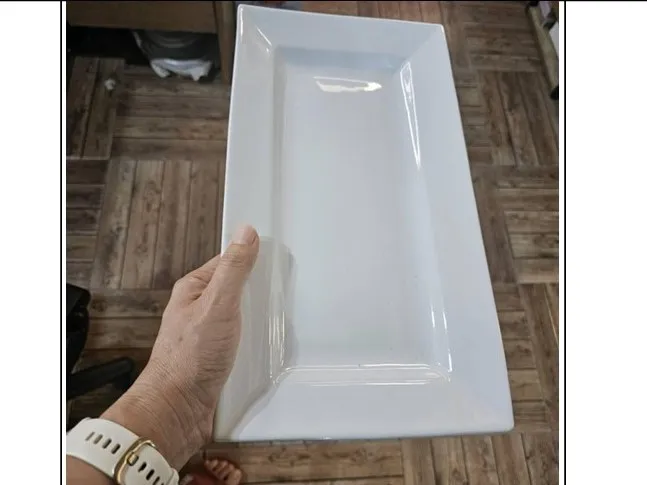 จานเปลสี่เหลี่ยมใหญ่ 7x14 สีขาวเงา