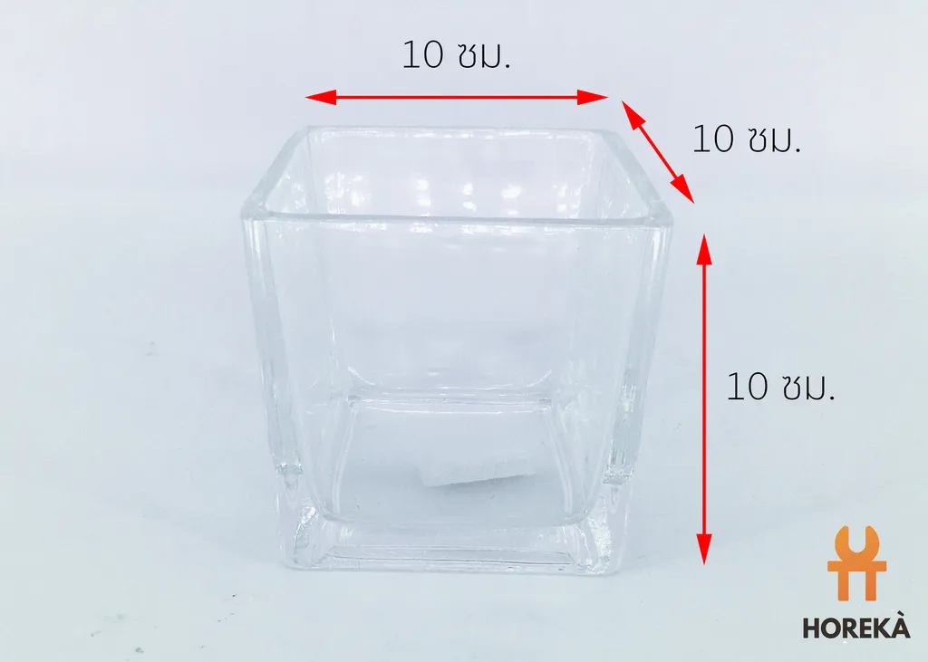 แจกันแก้วเหลี่ยม 10*10*10 ซม. (1*36)