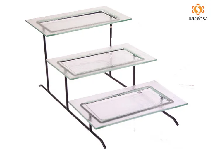 FF015 L SET ที่วางจานแก้ว 3 ชั้นพร้อมจานแก้ว
