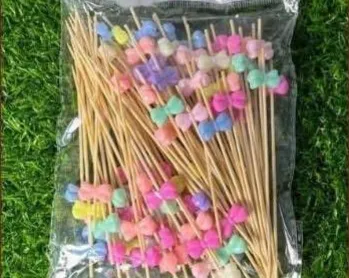 ไม้จิ้มแฟนซี 12 ซม. แบบ A - โบว์คละสี (1*100)