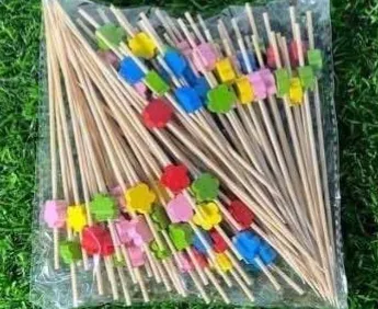 ไม้จิ้มแฟนซี 12 ซม. แบบ A - ดอกไม้คละสี2 (1*100)