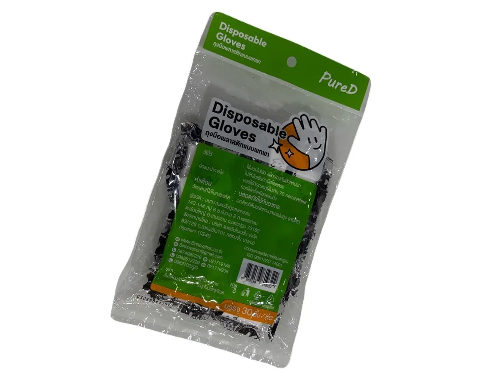 ถุงมือพลาสติกสีใส (1*30)