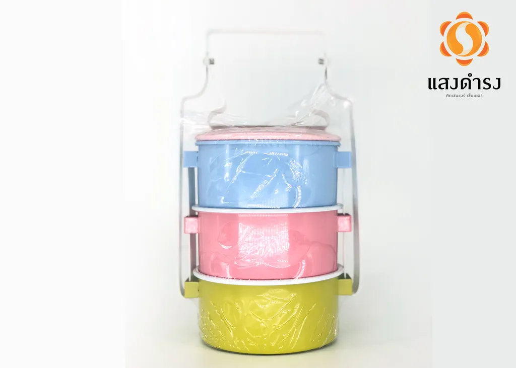 11/3 ปิ่นโตเคลือบแฟนซีมีจานรอง (ลังละ 10 เถา)