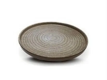 L520771 จานกลมขอบตั้ง 7.1 นิ้วสีน้ำตาล-ลายไม้