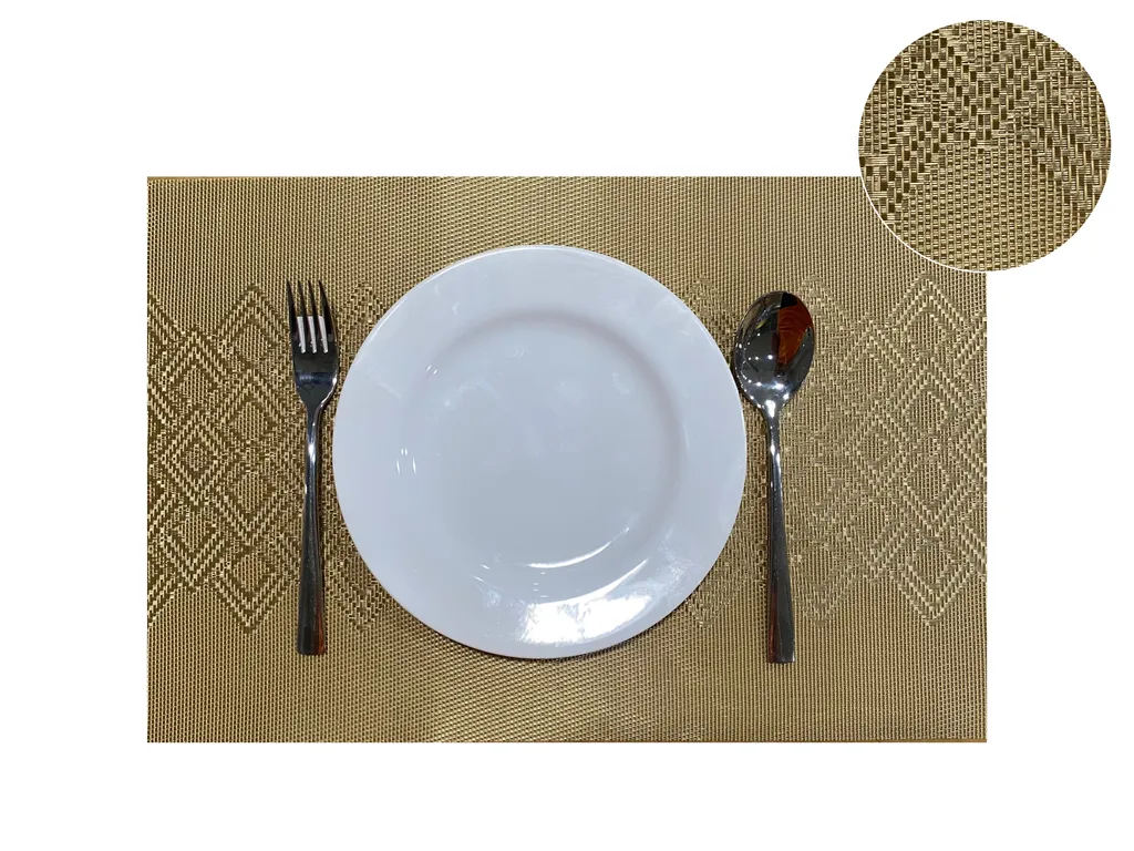 PM10002TH-2 เสื่อรองจาน ไดม่อน ทอง (30*45ซม.)