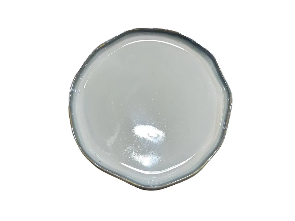 จานff ขอบหยัก 7 สีขาวมุก