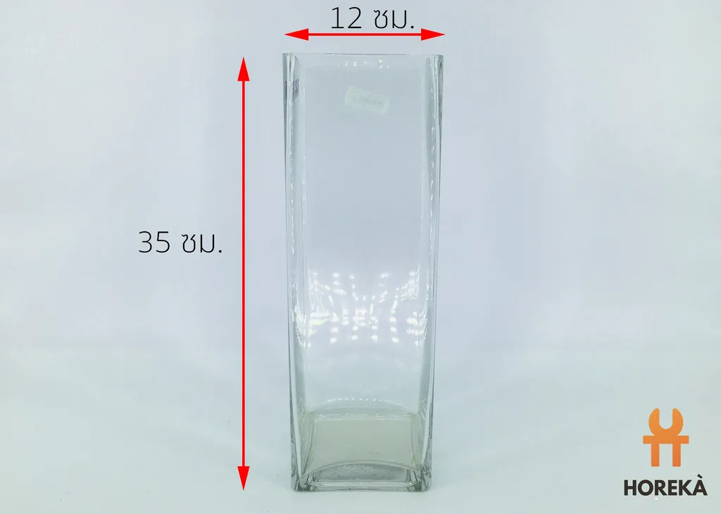 แจกันแก้วเหลี่ยม 12*35 ซม. (1*15)