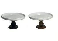 #ZB-V302 พานกระเบื้อง+ขาไม้ดำ 17.5*9 ซม.