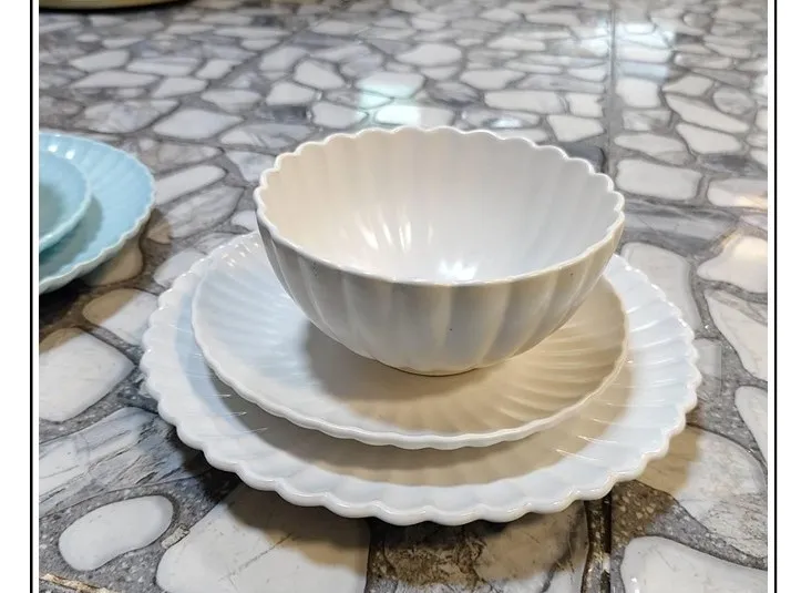 จานหยัก 8 สีขาว