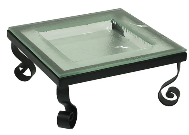 FF023L ขาวางเหลี่ยมสูง18ซม.+จานแก้ว