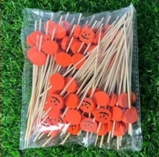 ไม้จิ้มแฟนซี 12 ซม. แบบ B - ฟักทอง (1*100)