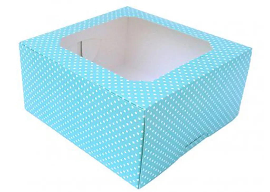 กล่องเค้ก2ปอนด์ Dot เทอควอยซ์ 24*24*12cm. (1*10)