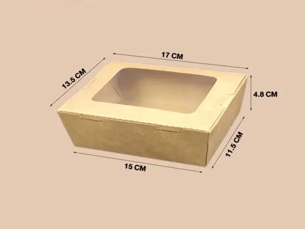 PWC-900K กล่องกระดาษคราฟท์ฝาพับหน้าต่าง 900ml. (1*25*8)