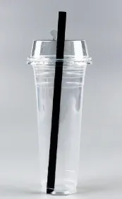 พิเศษ (D) ถ้วยเรียบใส ยีราฟ 22 oz.+ฝาฮาล์ฟ(9.5)+หลอดมุก/HB